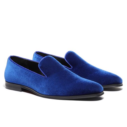 Wedding Shoes Royal Blue Velvet Loafers Mens Men's Velvet Loafers Blue
