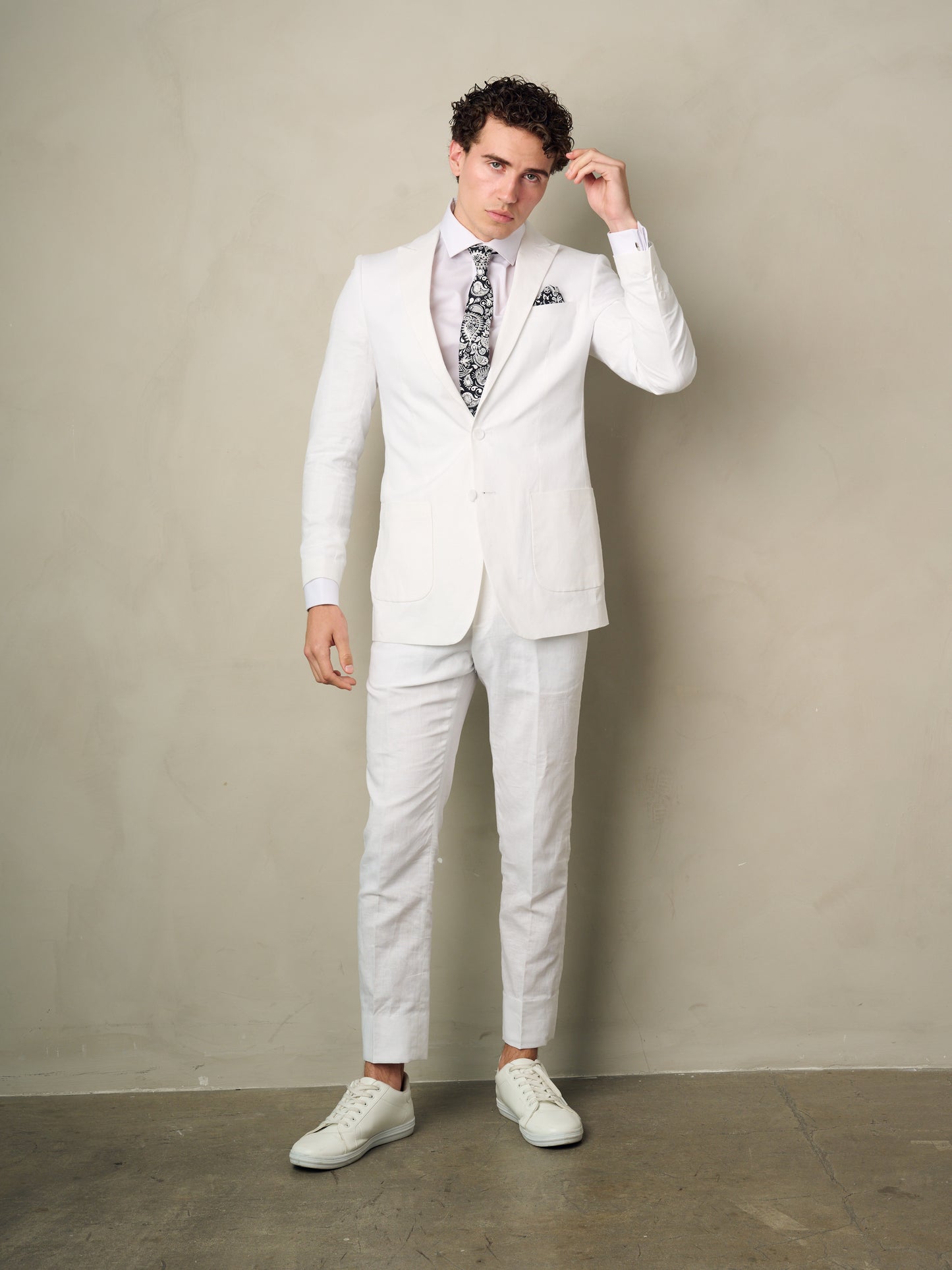 mens white linen suit