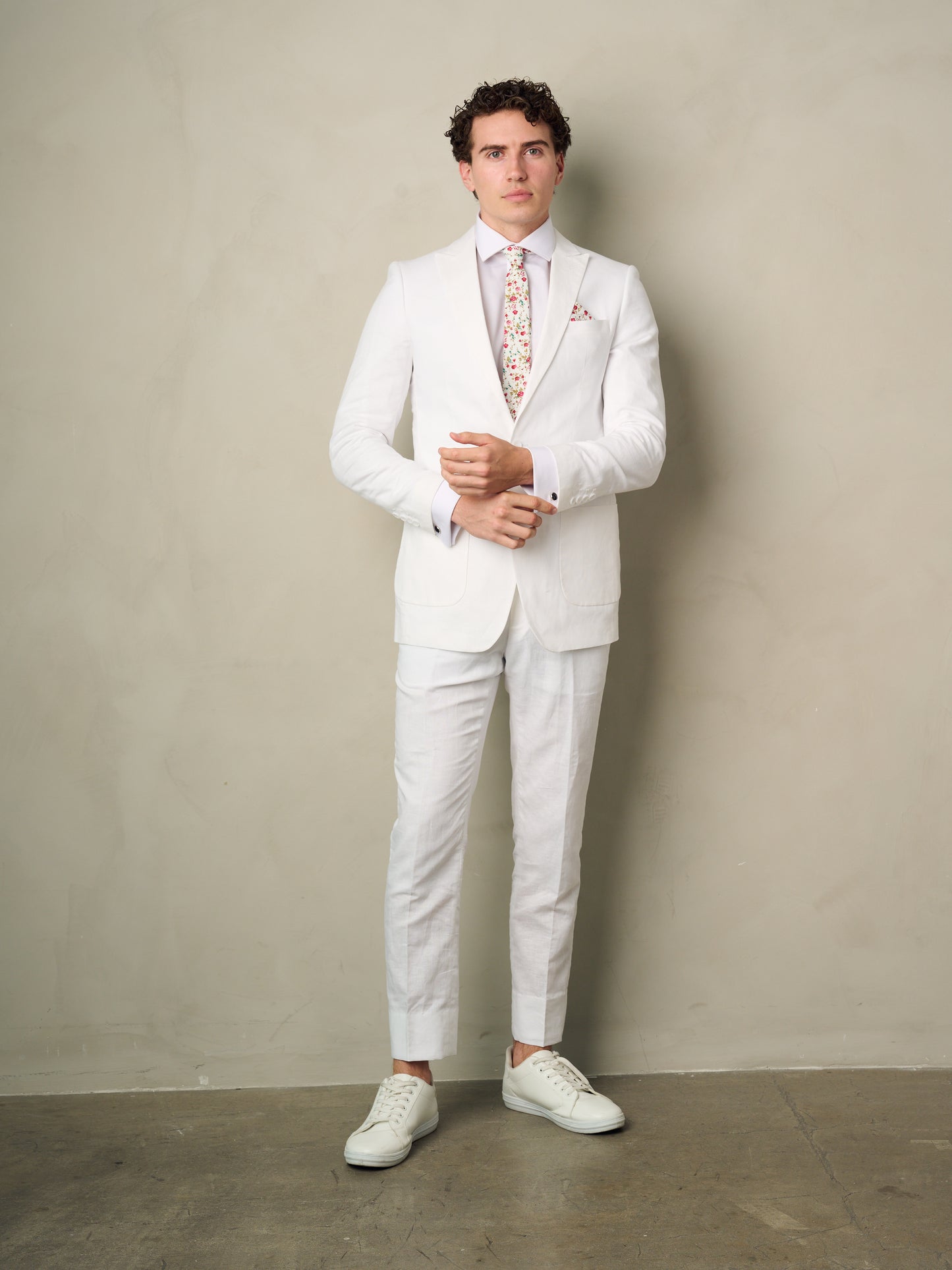 mens white linen suit