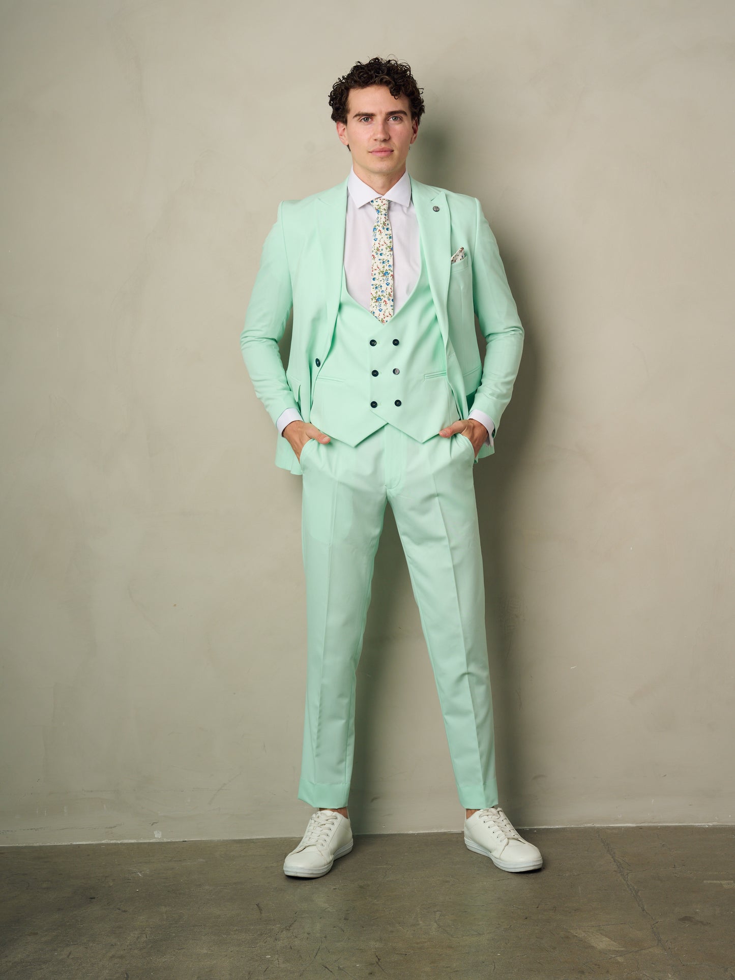 Limited Edition Men's 3-Pieces Slim Fit Mint Green Suit