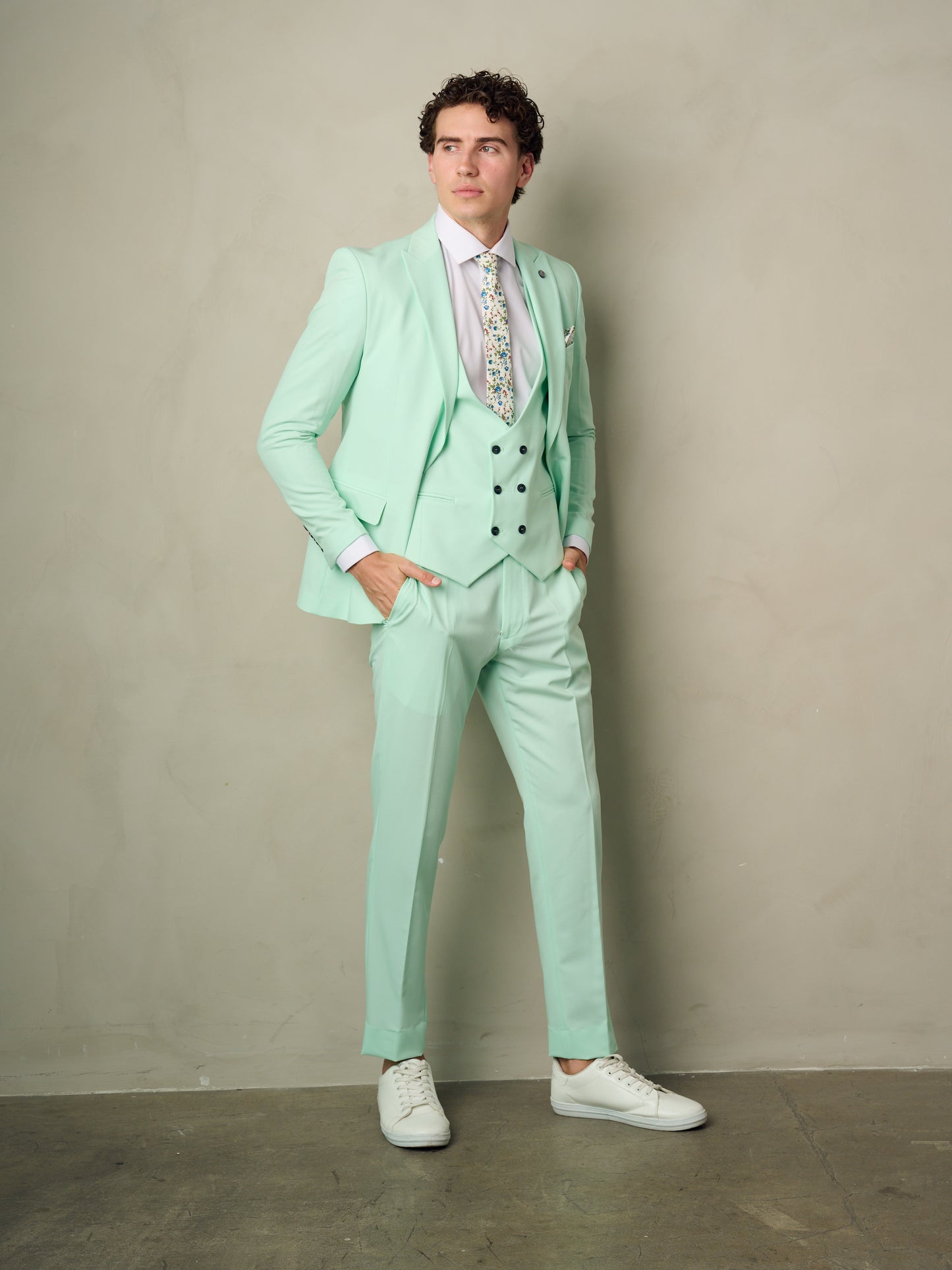Limited Edition Men's 3-Pieces Slim Fit Mint Green Suit