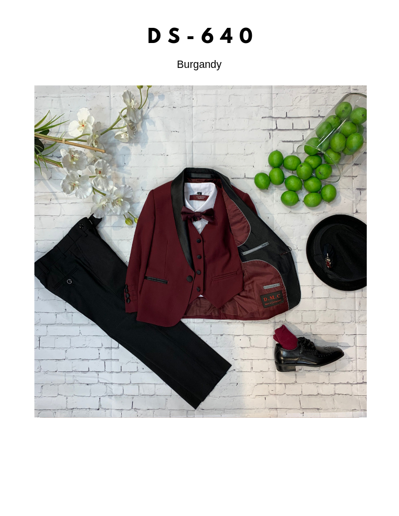 Boy's Burgundy Slim Fit Tuxedo