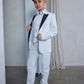 OMC 5-Pieces Boy's Slim Fit White Modern Sequin Tuxedo Set