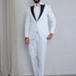 OMC Signature Men's Slim Fit White Modern Sequin Tuxedo Set  (3-Pieces)