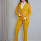 OMC 3-Pieces Women's Mustard Yellow Slim Stretch Fit Luxe Suit