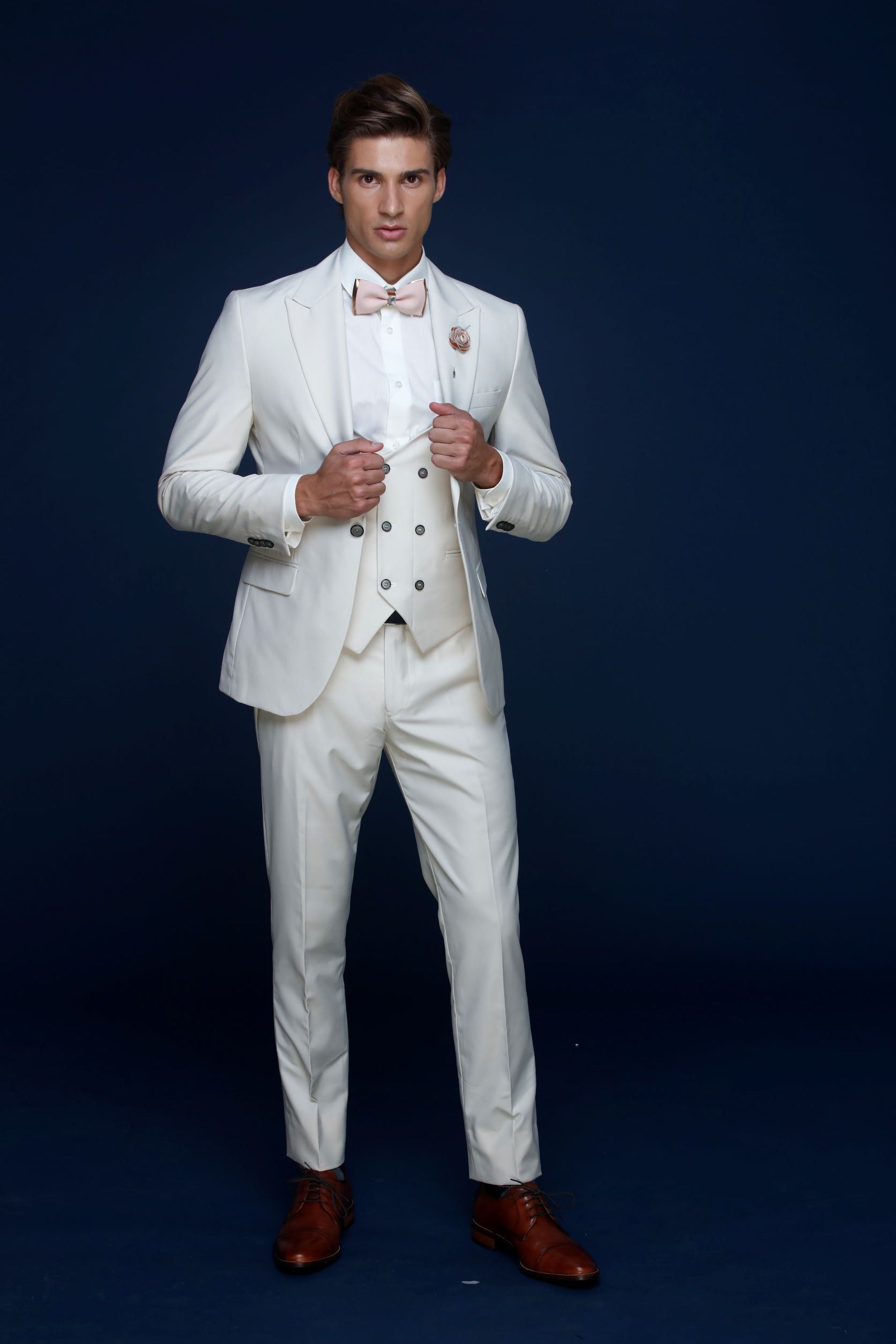 Peak Lapel Slim Fit White Suit Mens White Linen Piece Peak Lapel Skinny Fit Men's Suit