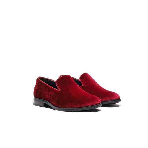 Boy's Velvet Loafers Burgundy