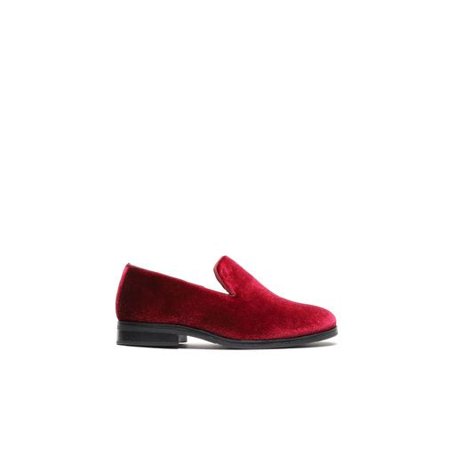 Boy's Velvet Loafers Burgundy