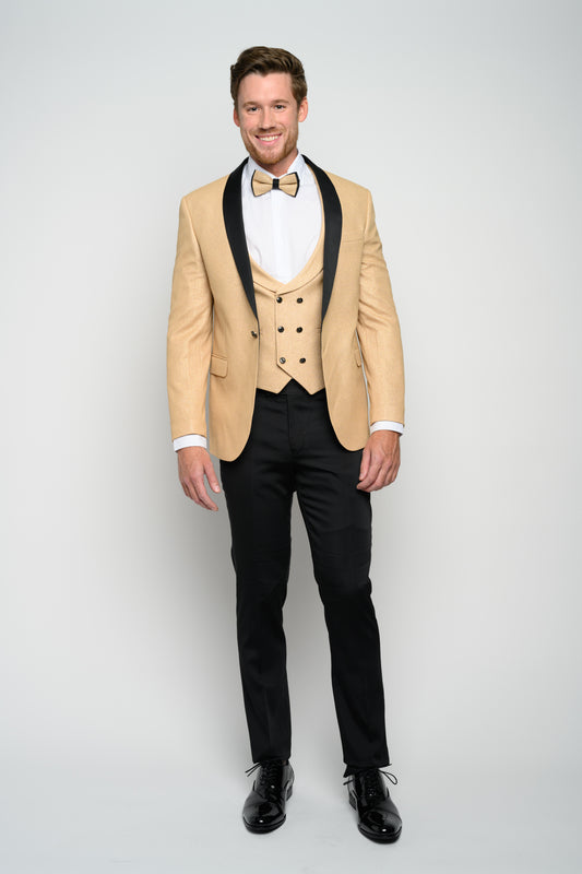 Men's Gold Modern Sequin Tuxedo Set