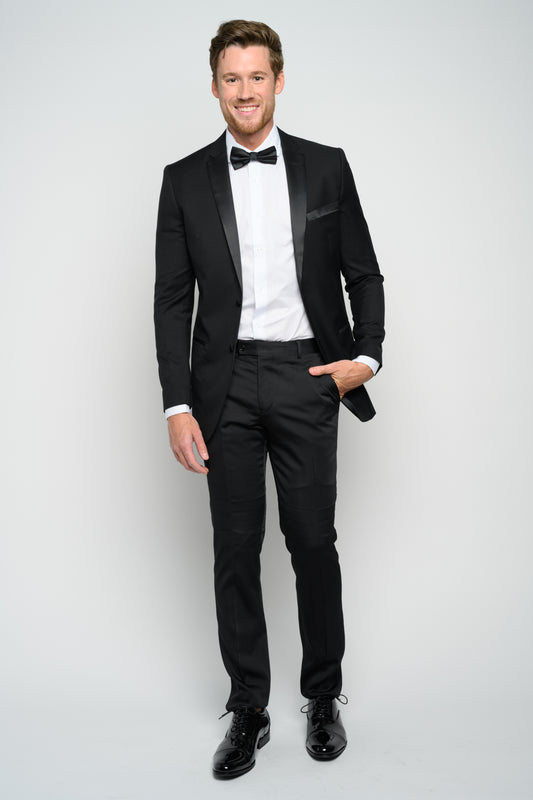 Men's Black Notch Lapel  Slim Fit Tuxedo