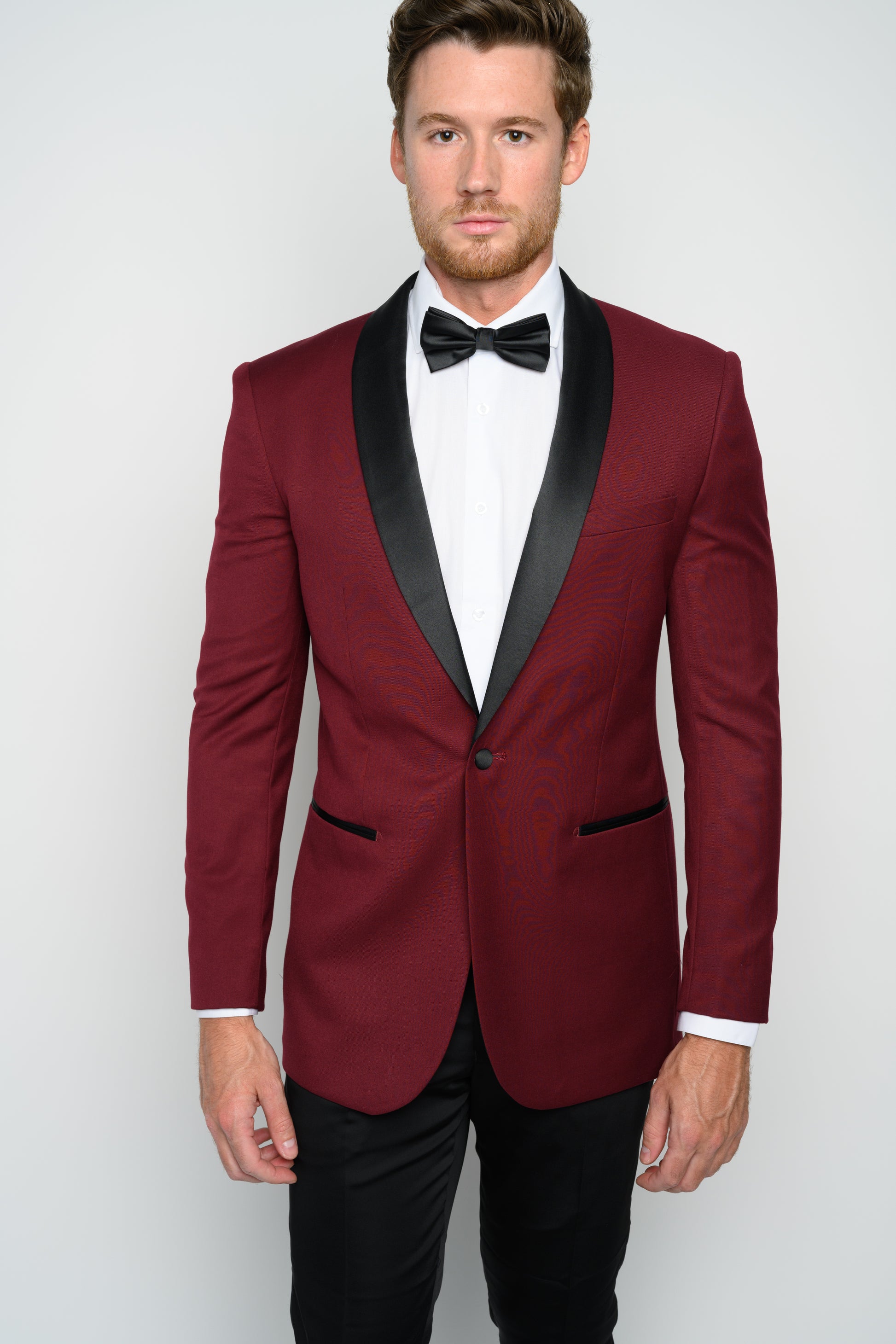 Men's Burgundy Shawl Lapel Slim Fit Tuxedo