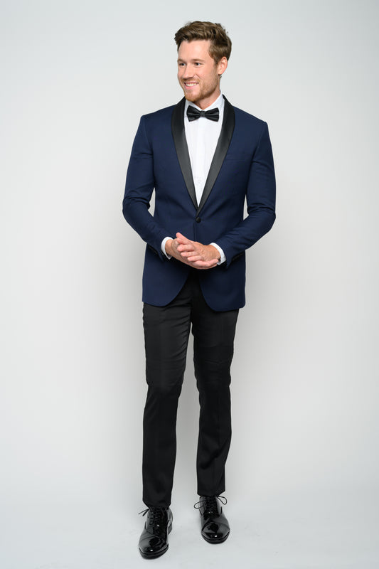 Men's Navy Shawl Lapel Slim Fit Tuxedo