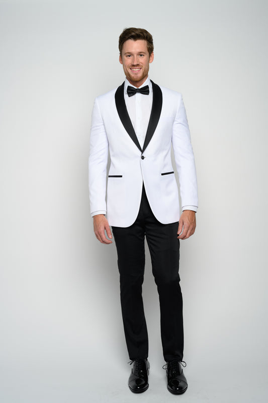Men's White Shawl Lapel Slim Fit Tuxedo