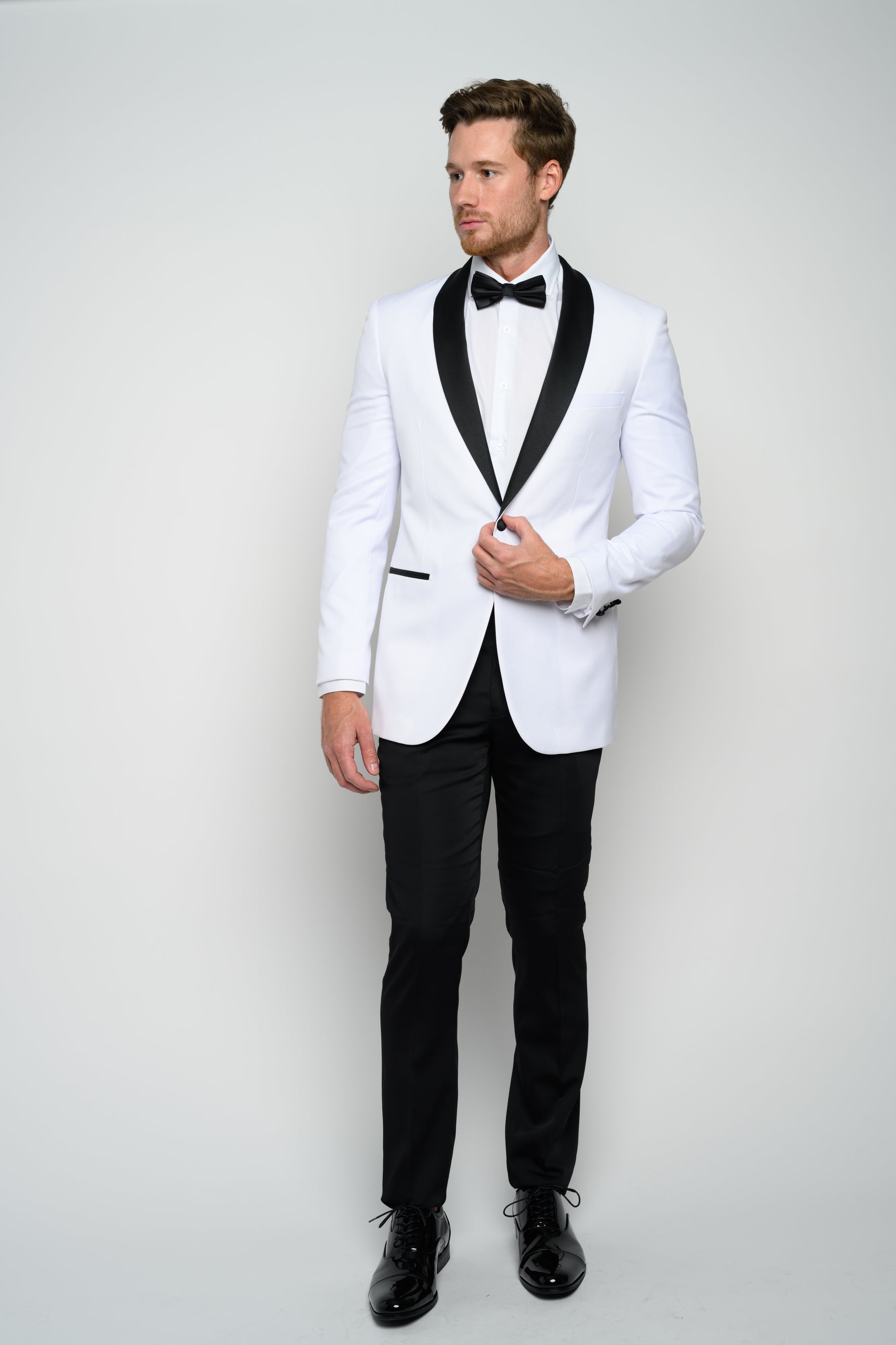 Men's White Shawl Lapel Slim Fit Tuxedo 