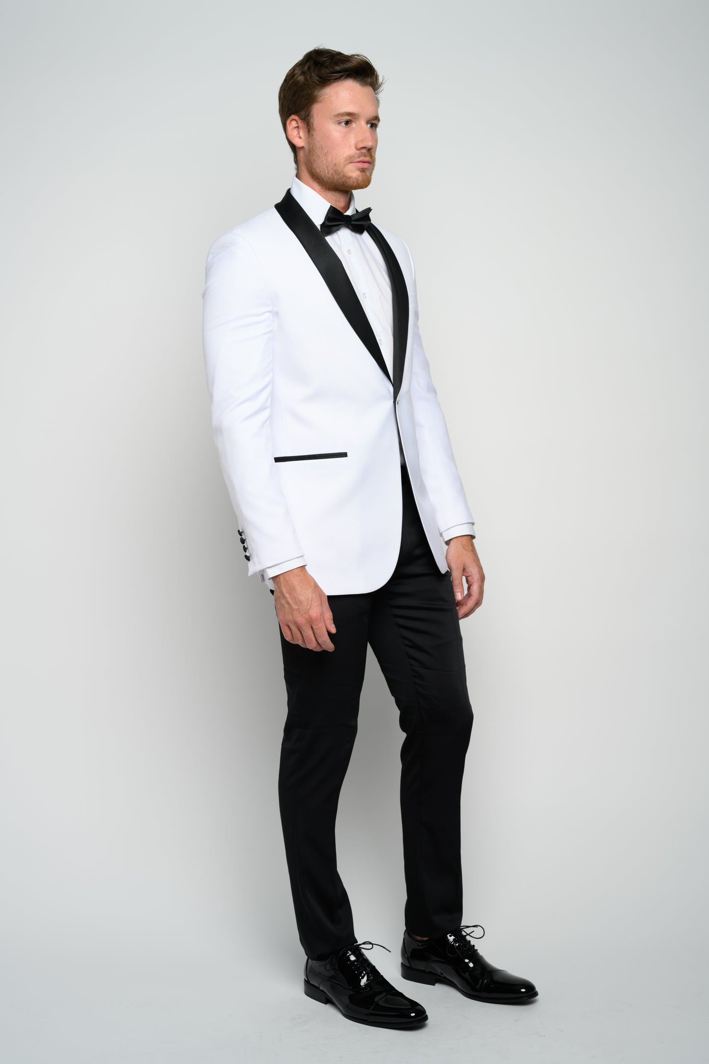 Men's White Shawl Lapel Slim Fit Tuxedo