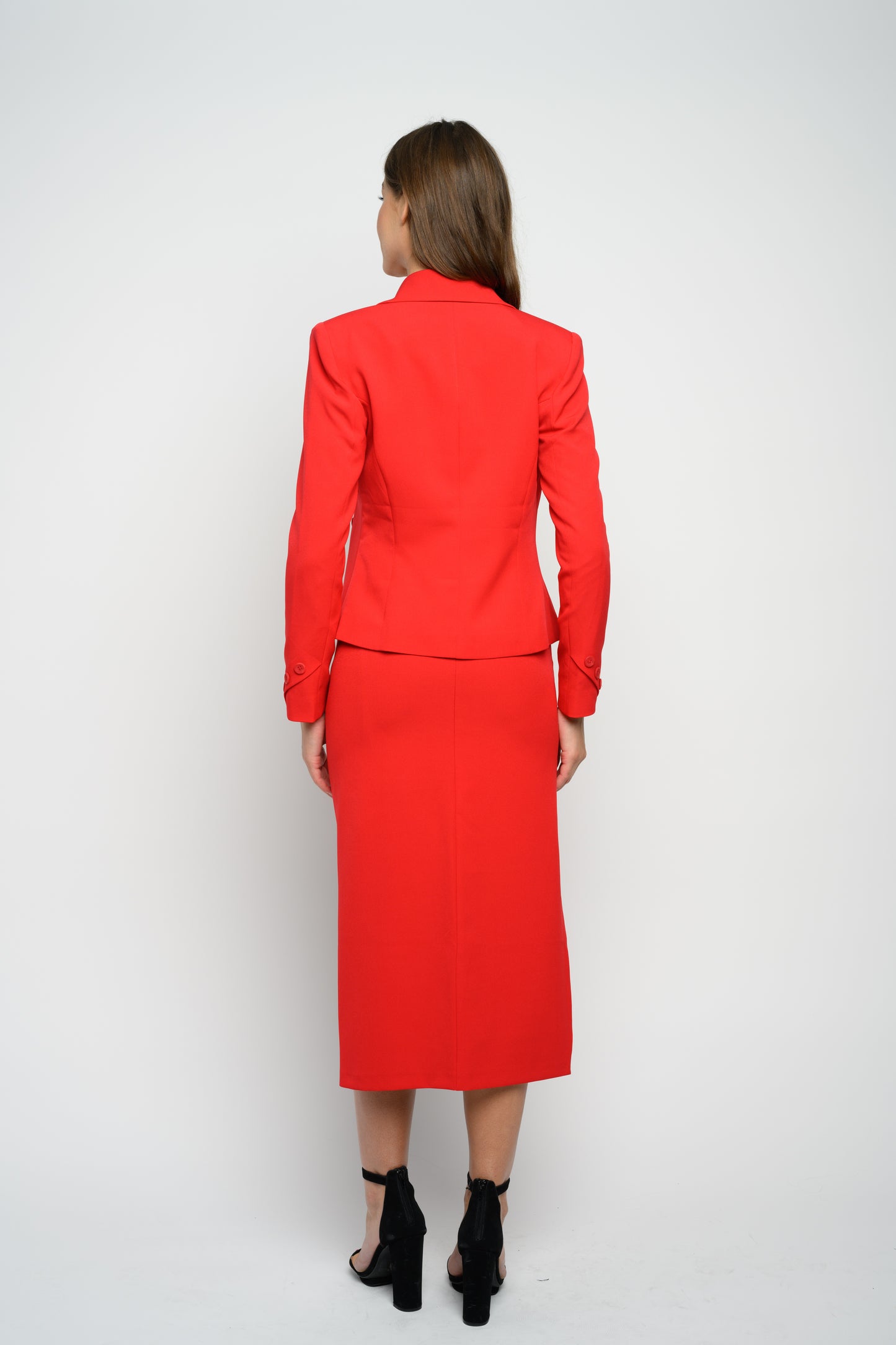 OMC 3-Pieces Women's Red Double Breasted Luxe Suit