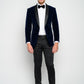 OMC Signature Men's Velvet Shawl Lapel Slim Fit Tuxedo Jacket (Navy Blue)