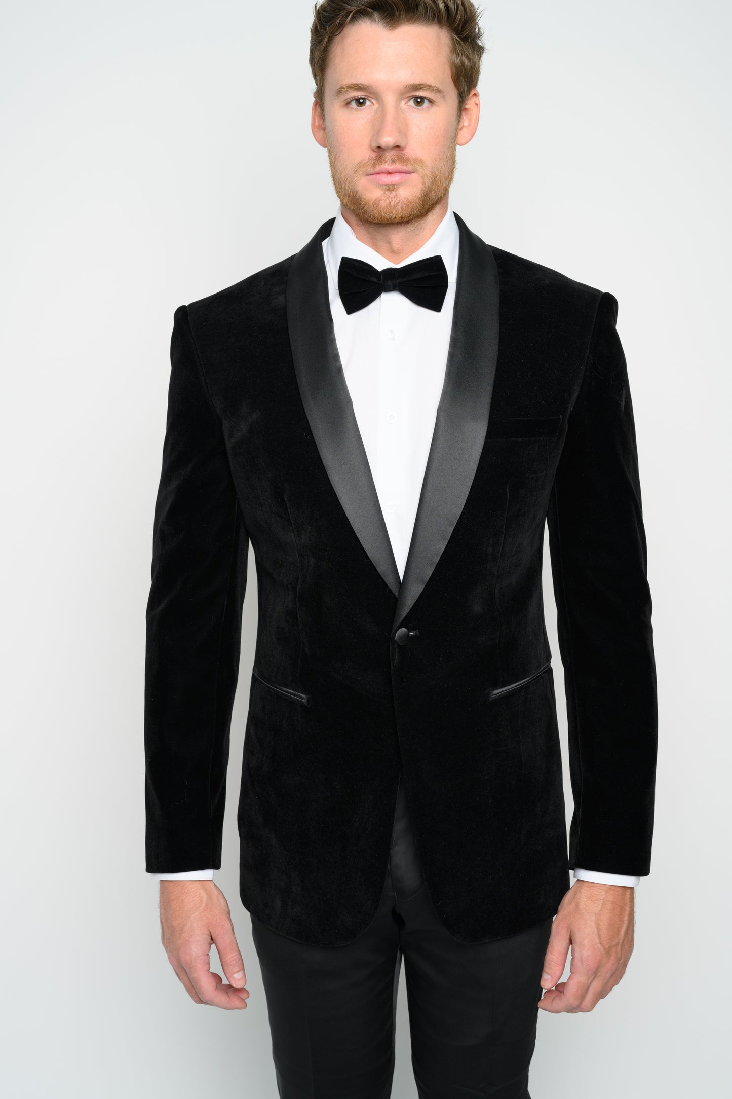 Men's Black Velvet Shawl Lapel Slim Fit Tuxedo