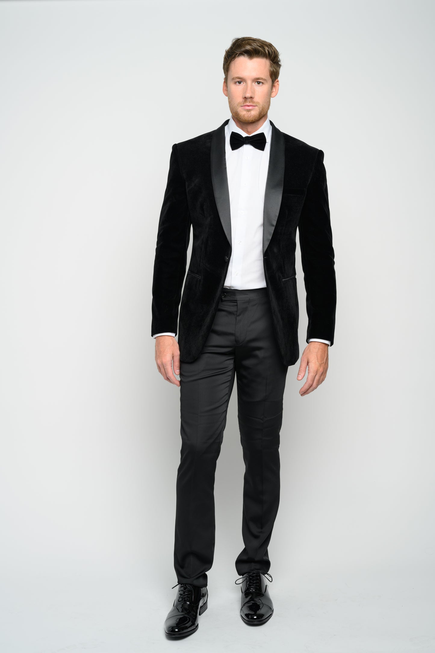 Men's Black Velvet Shawl Lapel Slim Fit Tuxedo