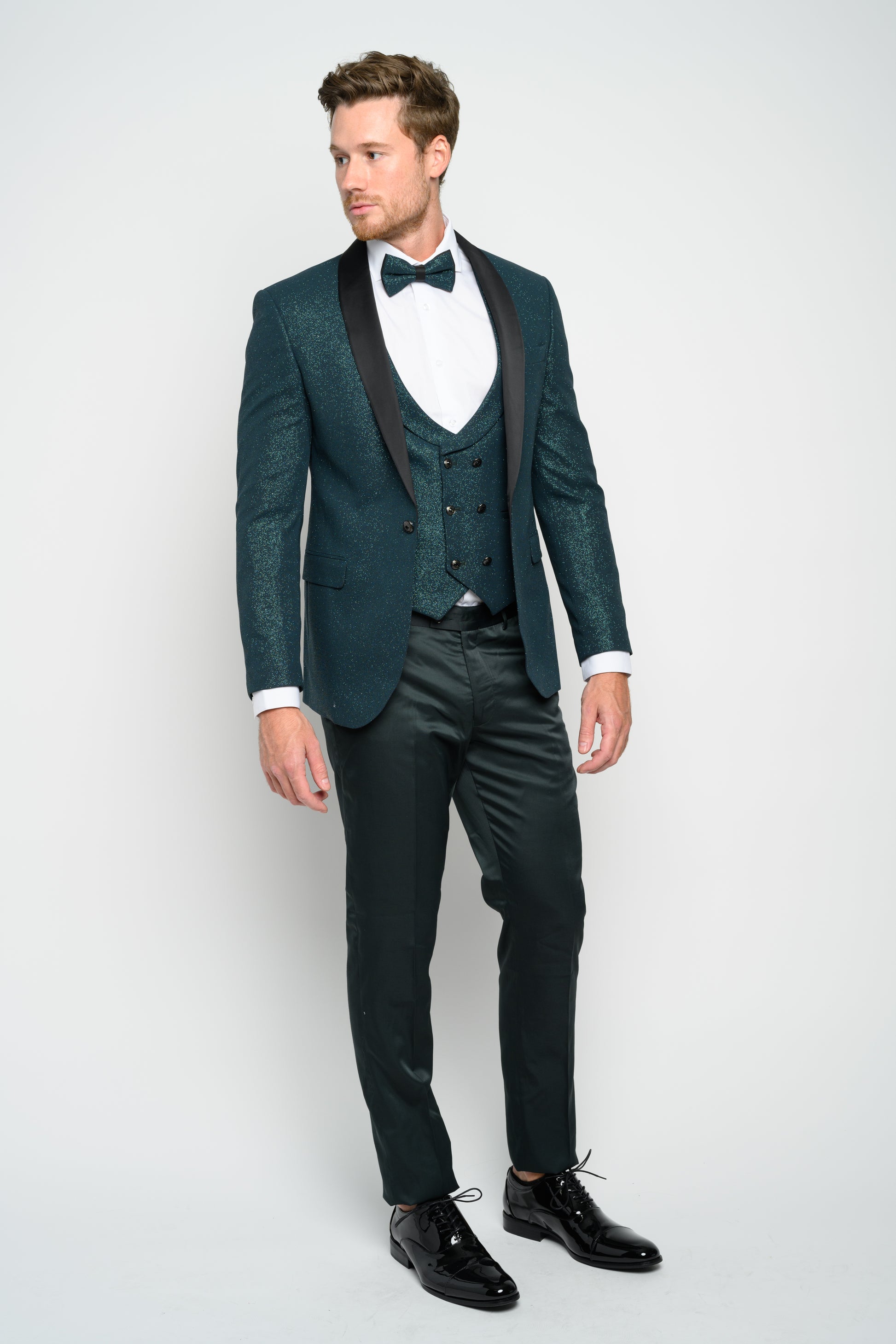 Men's Hunter Green Modern Sequin Tuxedo Set