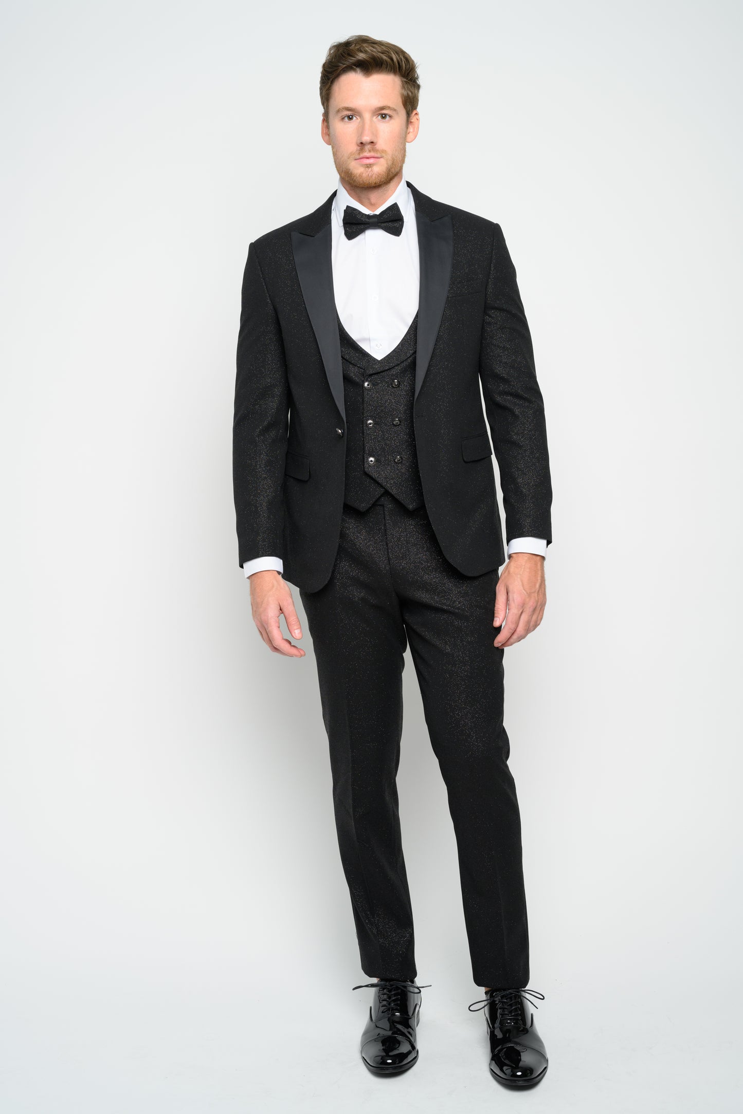 Men's Black Modern Sequin Tuxedo Set