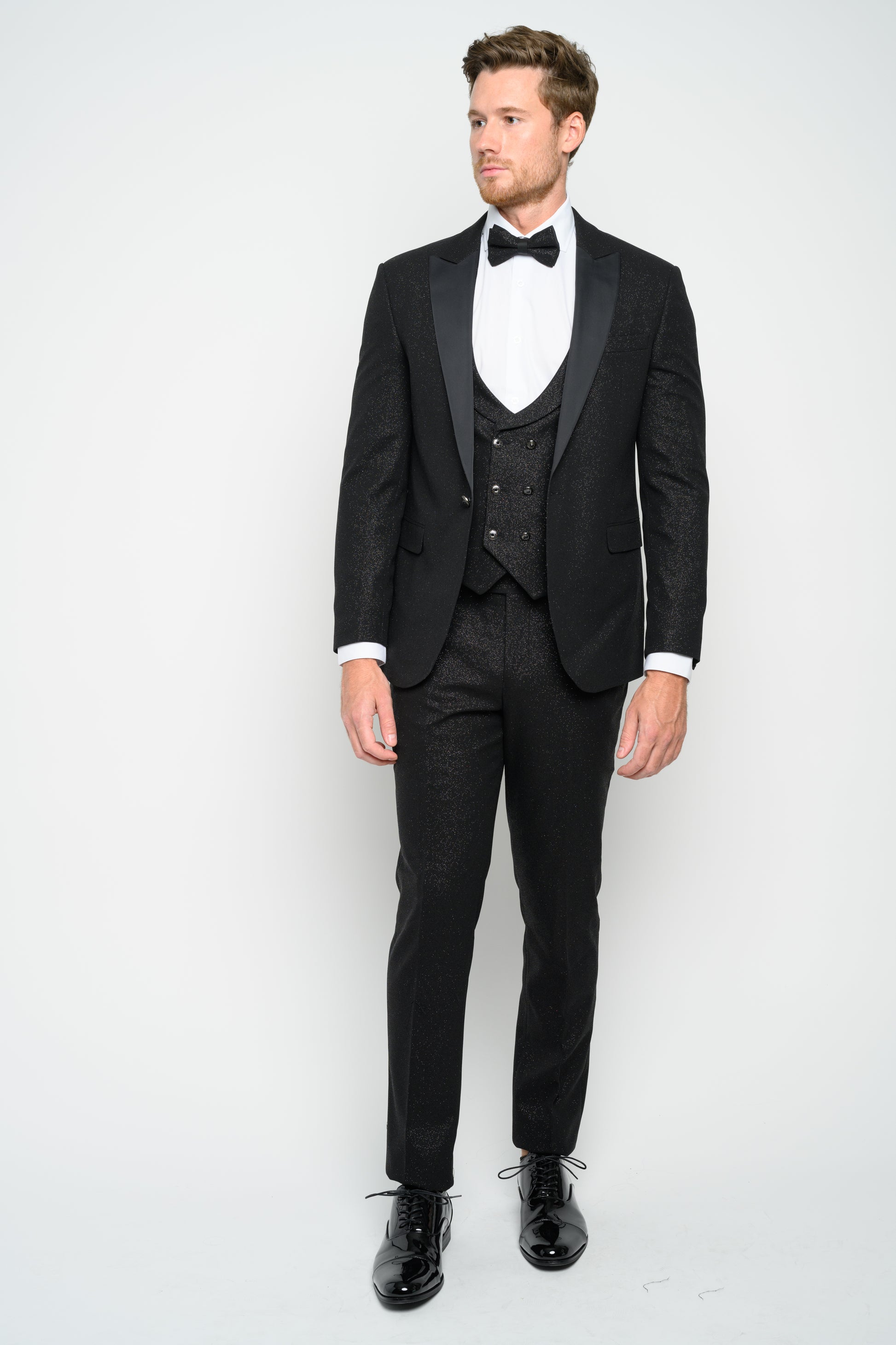 Men's Black Modern Sequin Tuxedo Set