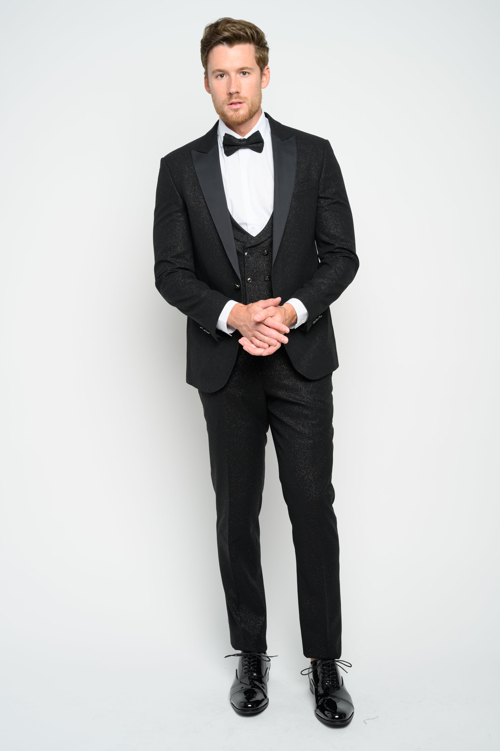 Men's Black Modern Sequin Tuxedo Set