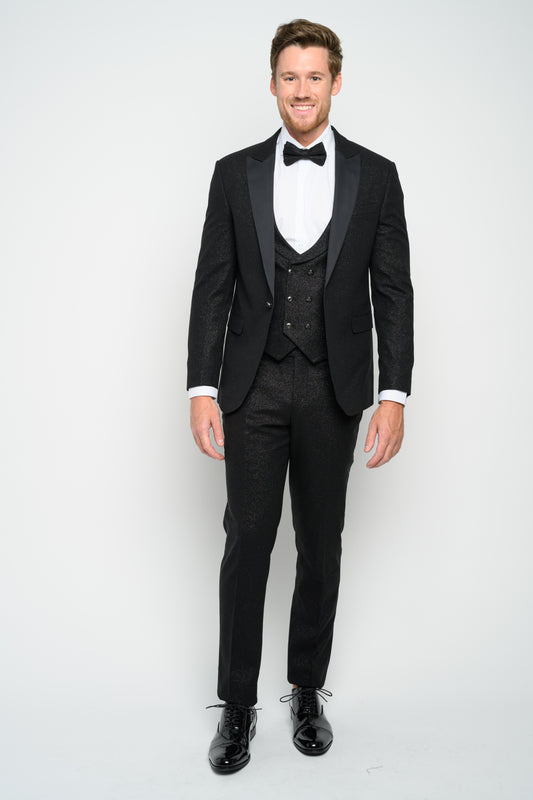 Men's Black Modern Sequin Tuxedo Set