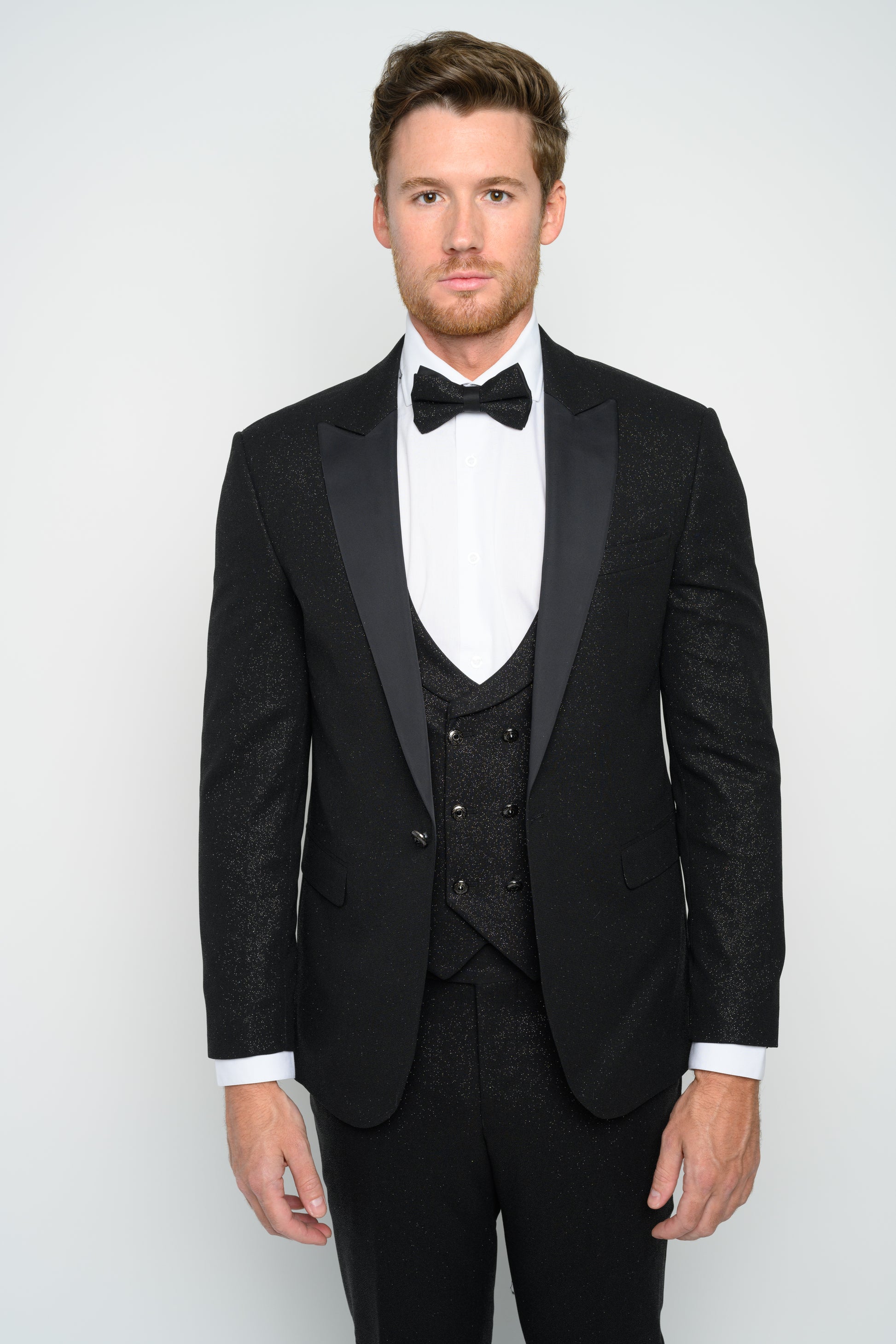Men's Black Modern Sequin Tuxedo Set