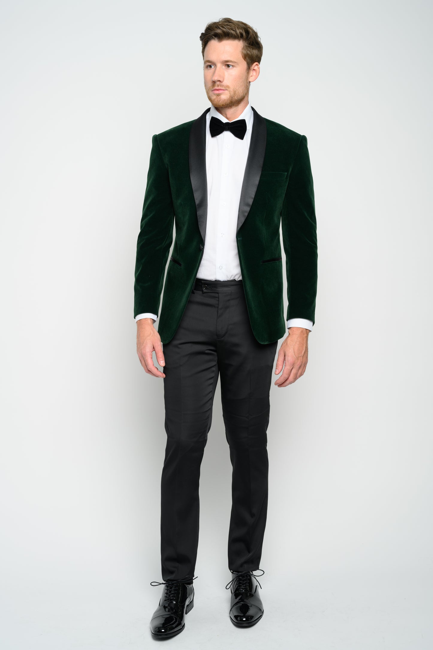 Men's Hunter Green Velvet Shawl Lapel Slim Fit Tuxedo Jacket