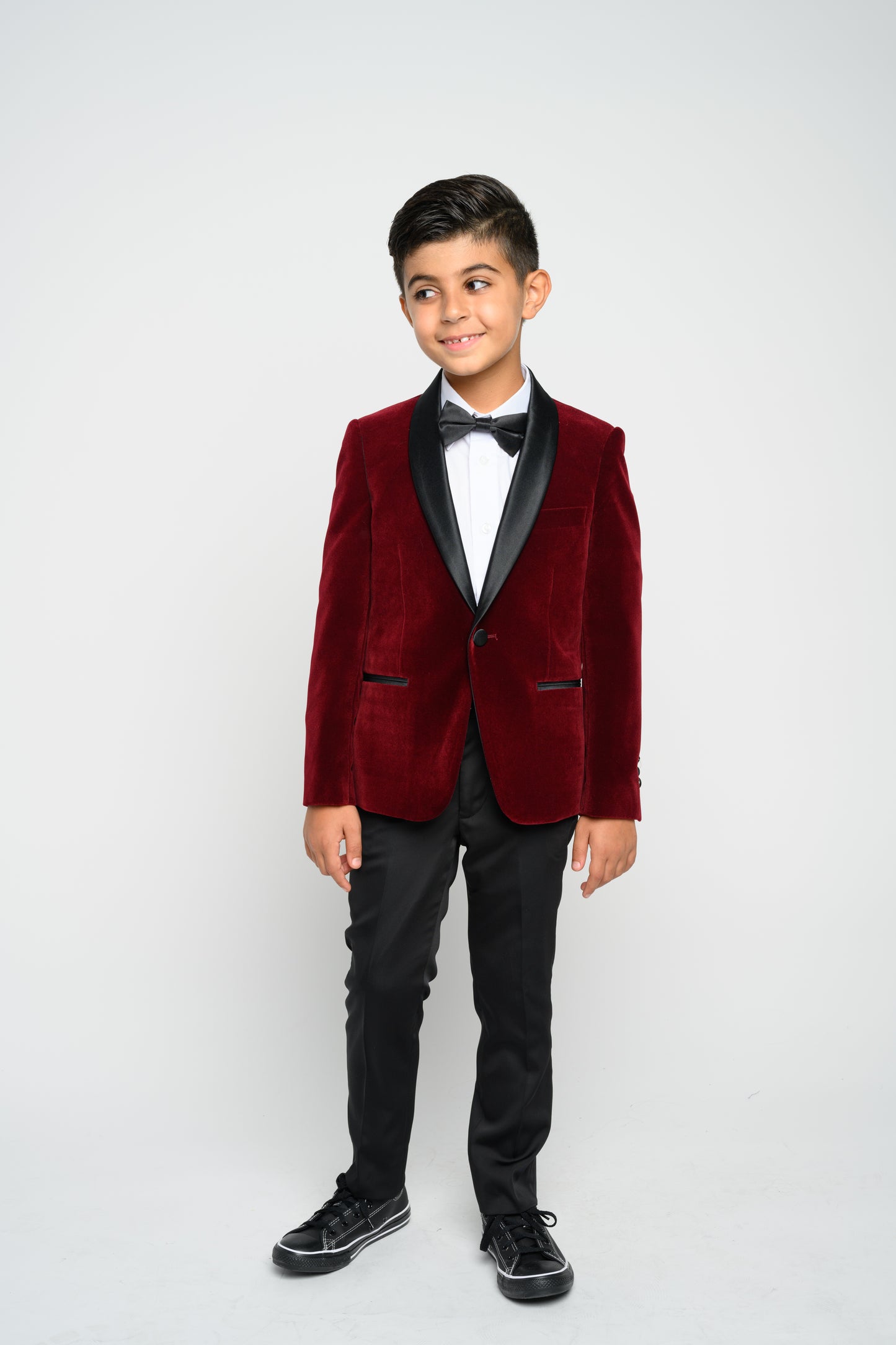  Boy's Burgundy Velvet Slim Fit Jacket