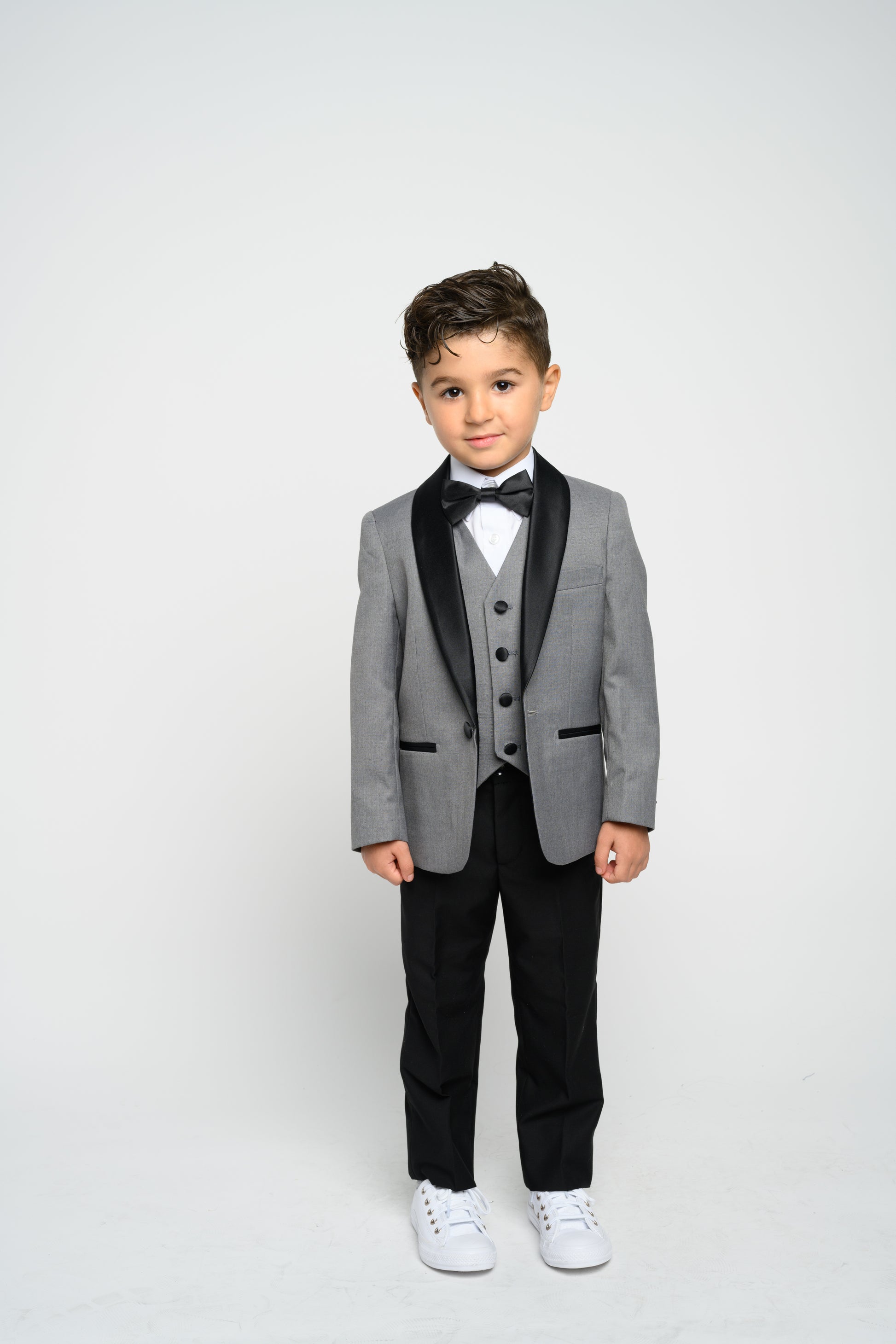 Boy's Grey Slim Fit Tuxedo