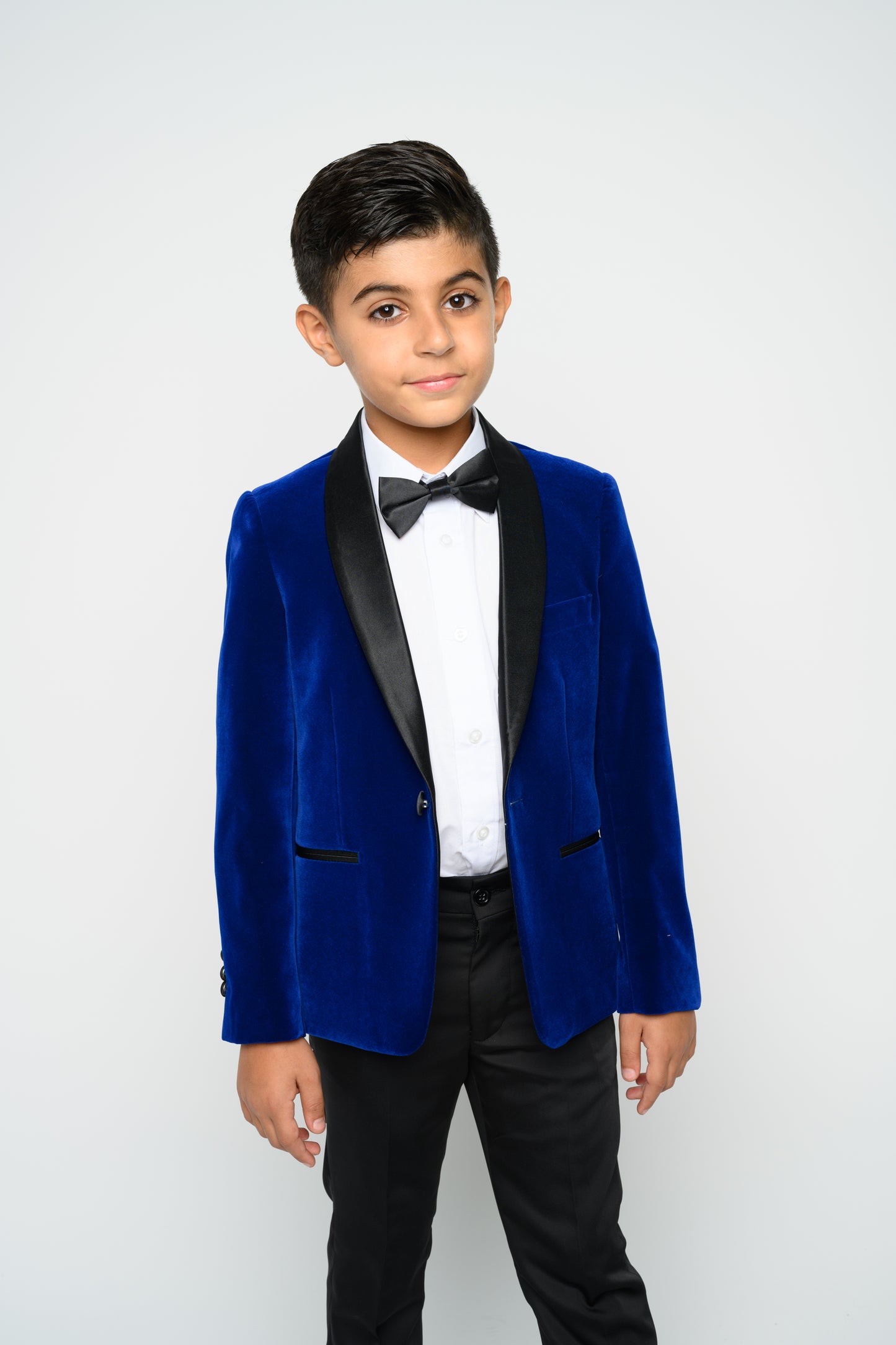 Boy's Blue Velvet Slim Fit Jacket