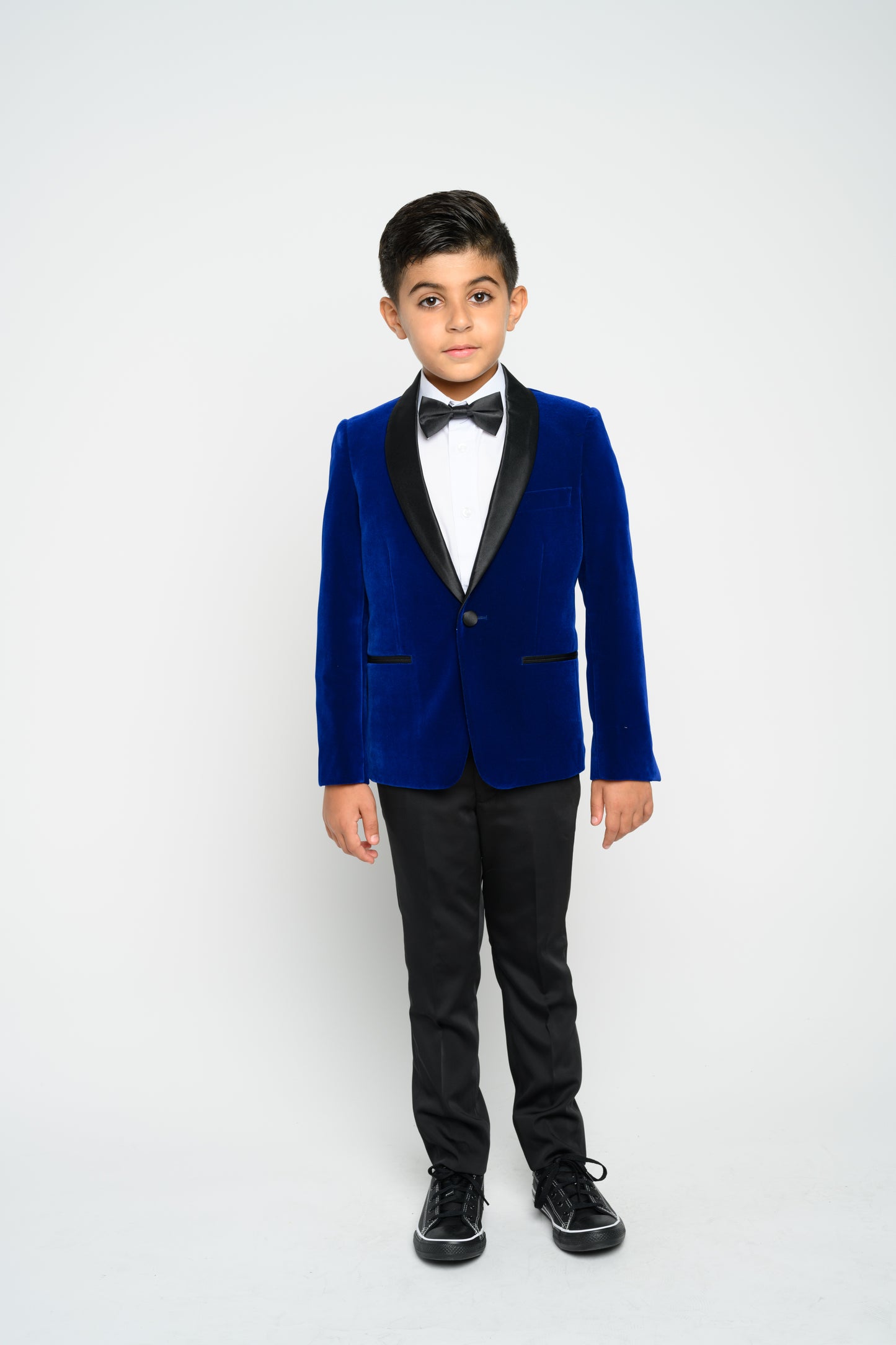 Boy's Blue Velvet Slim Fit Jacket