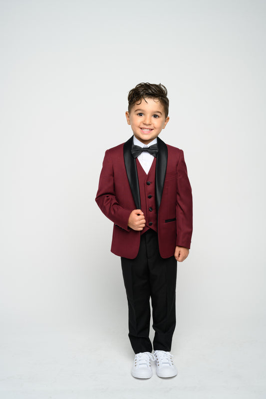 Boy's Burgundy Slim Fit Tuxedo