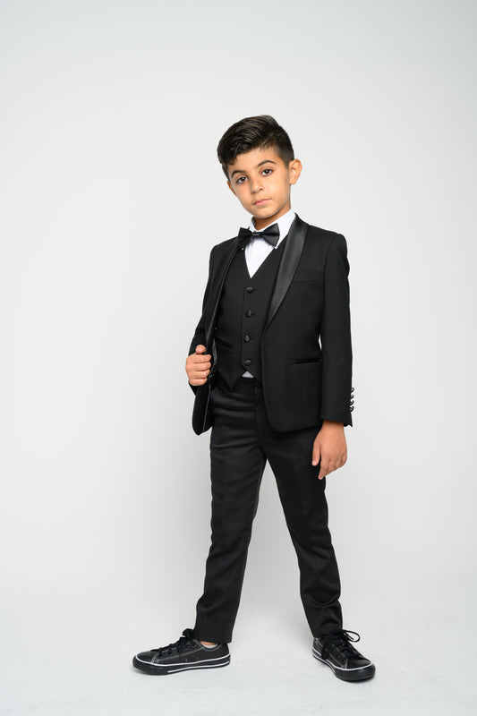 Boy's Black Slim Fit Tuxedo