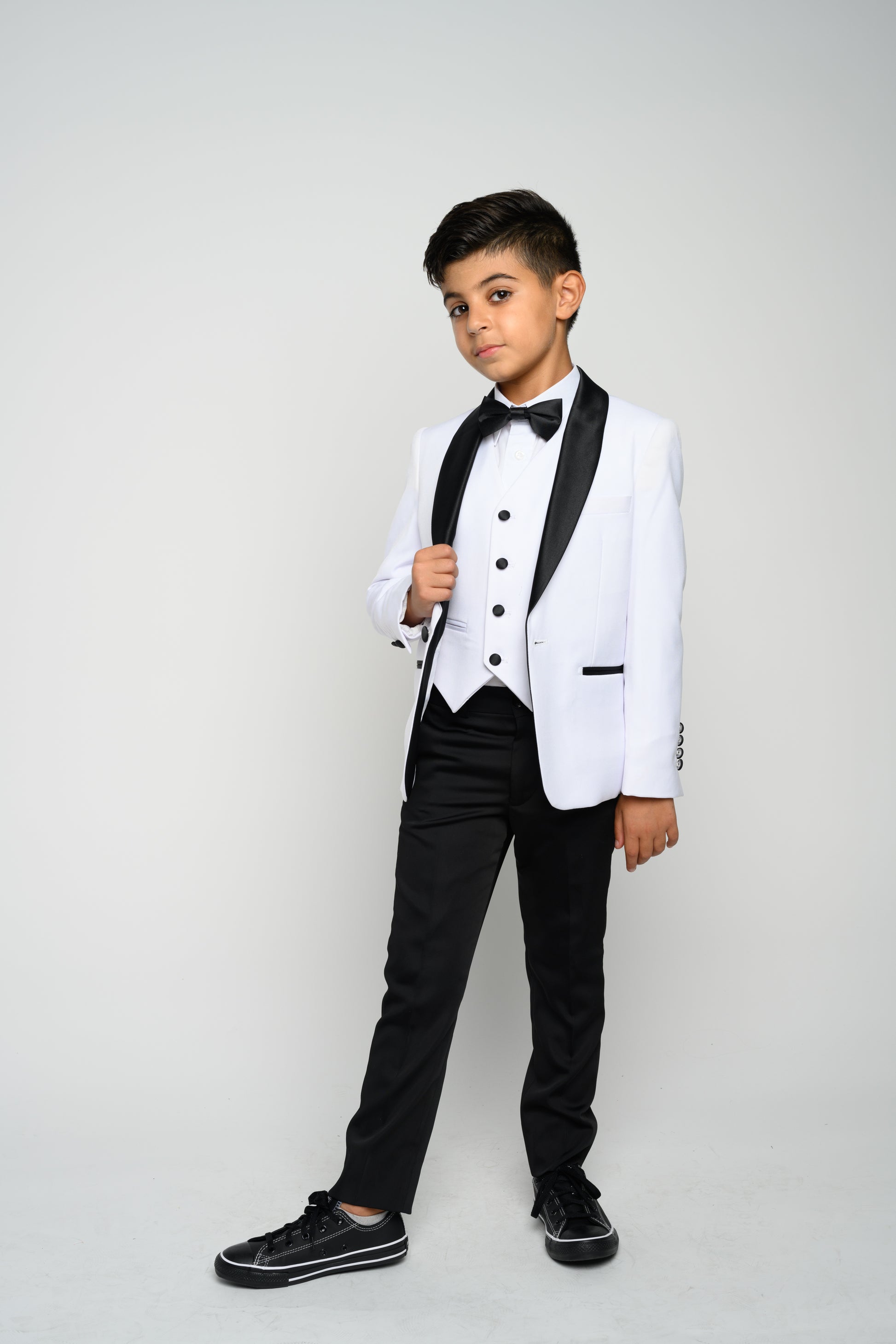 Boy's White Slim Fit Tuxedo