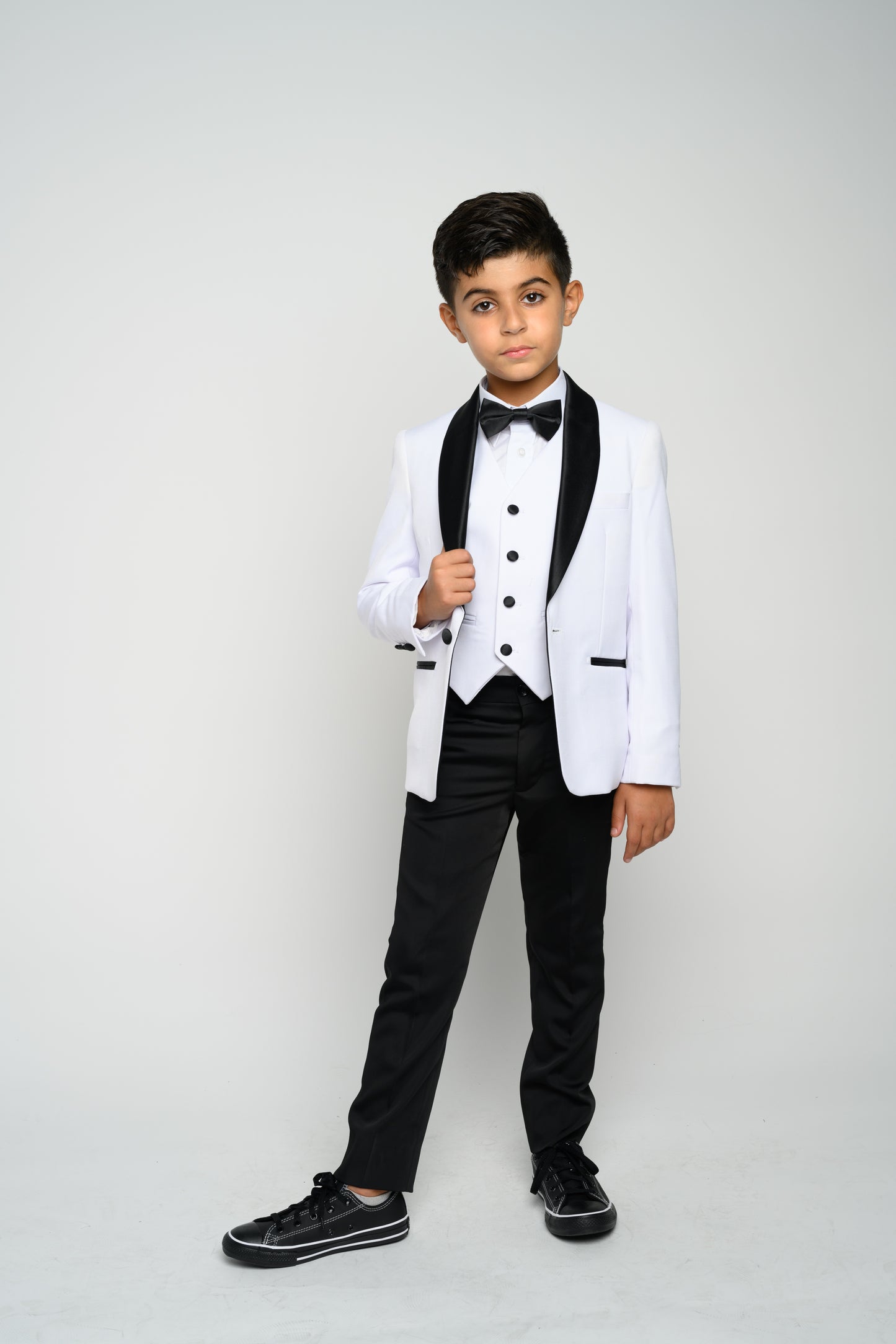 Boy's White Slim Fit Tuxedo