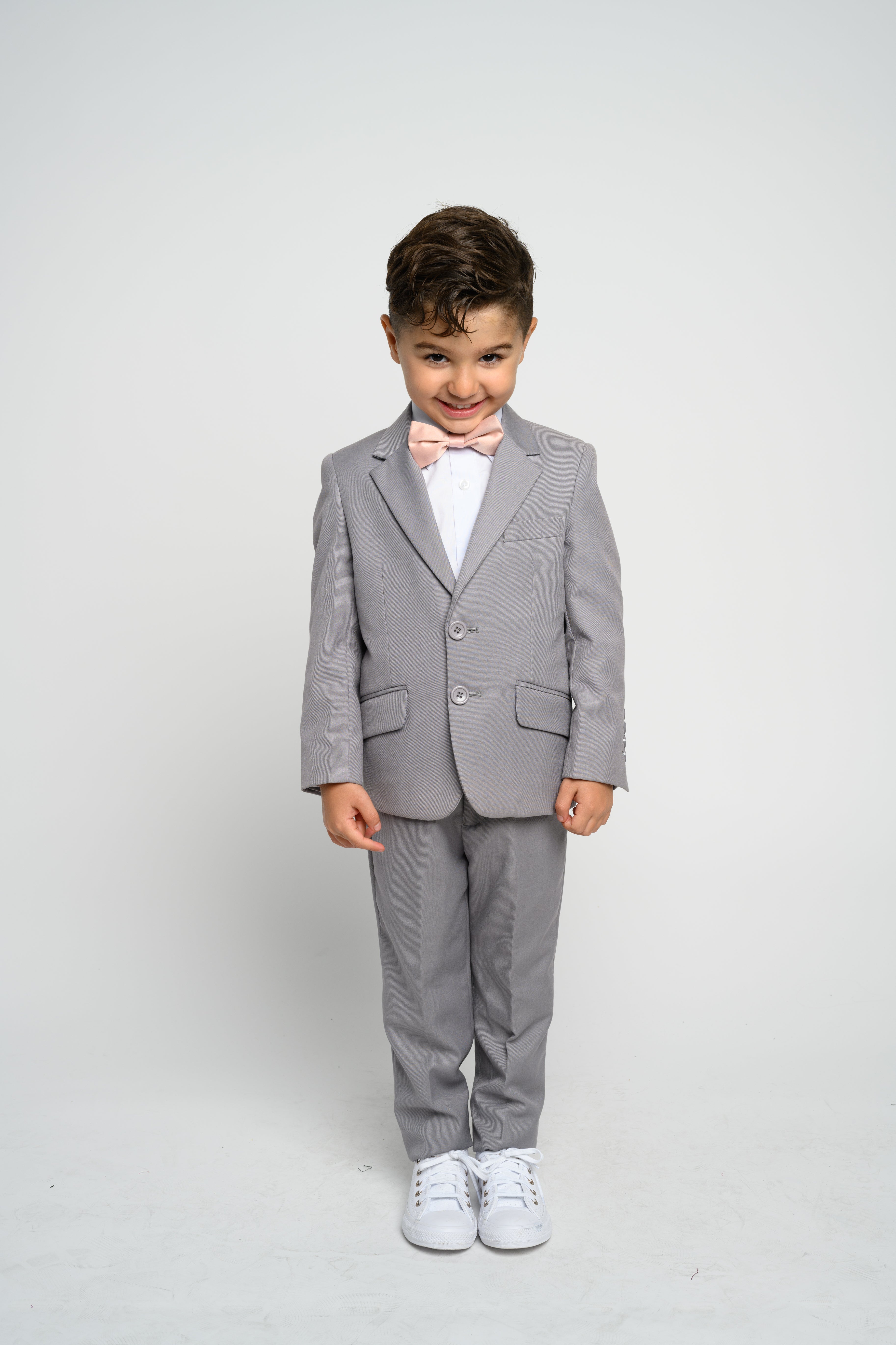 OMC 3-Pieces Boy's Light Grey Slim Fit Suit – OMC Formal