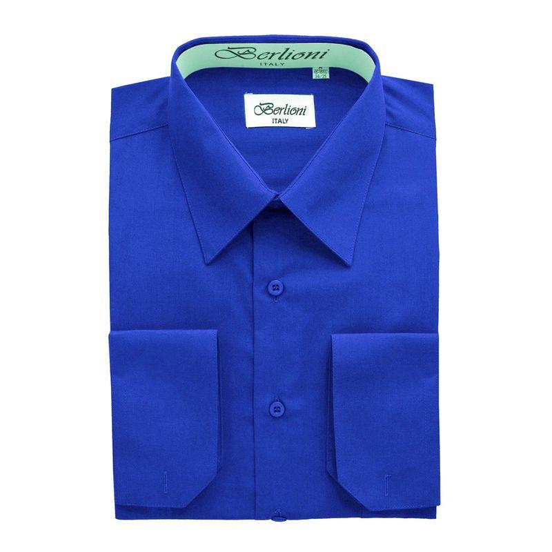 Dress Shirt Men's French Convertible Cuff L5 16-16.5 Sleeve34/35 Royal Dress Shirt Men's French Convertible Cuff L5 16-16.5 Sleeve34/35 Royal