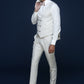 Men's 3-Pieces Slim Fit Peak Lapel Bone Color Wool Suit