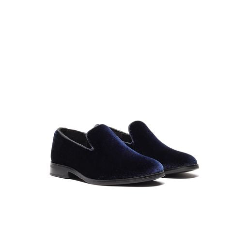 Boy's Velvet Loafers Navy Blue