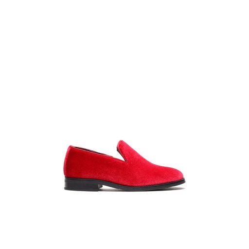 Boy's Velvet Loafers Red