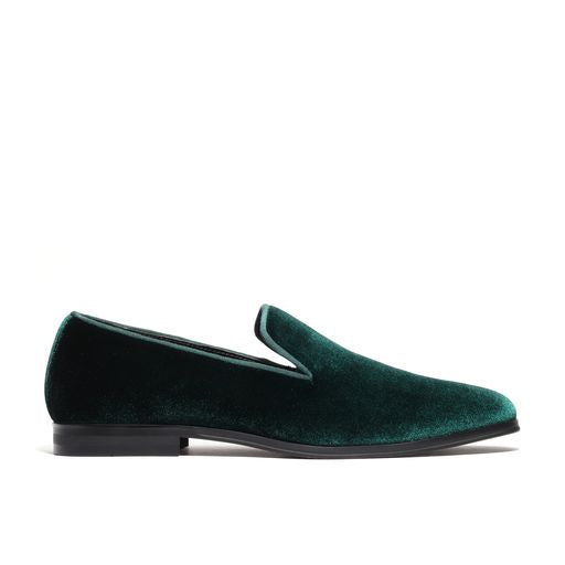 men's green velvet loafers