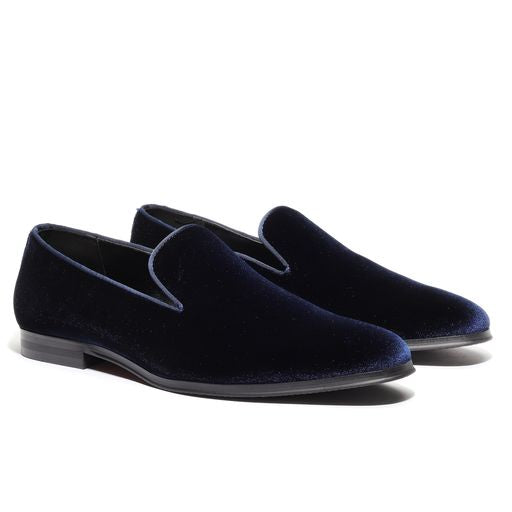 Men's Velvet Loafers Navy Blue – OMC Formal