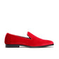 men's red velvet loafers
