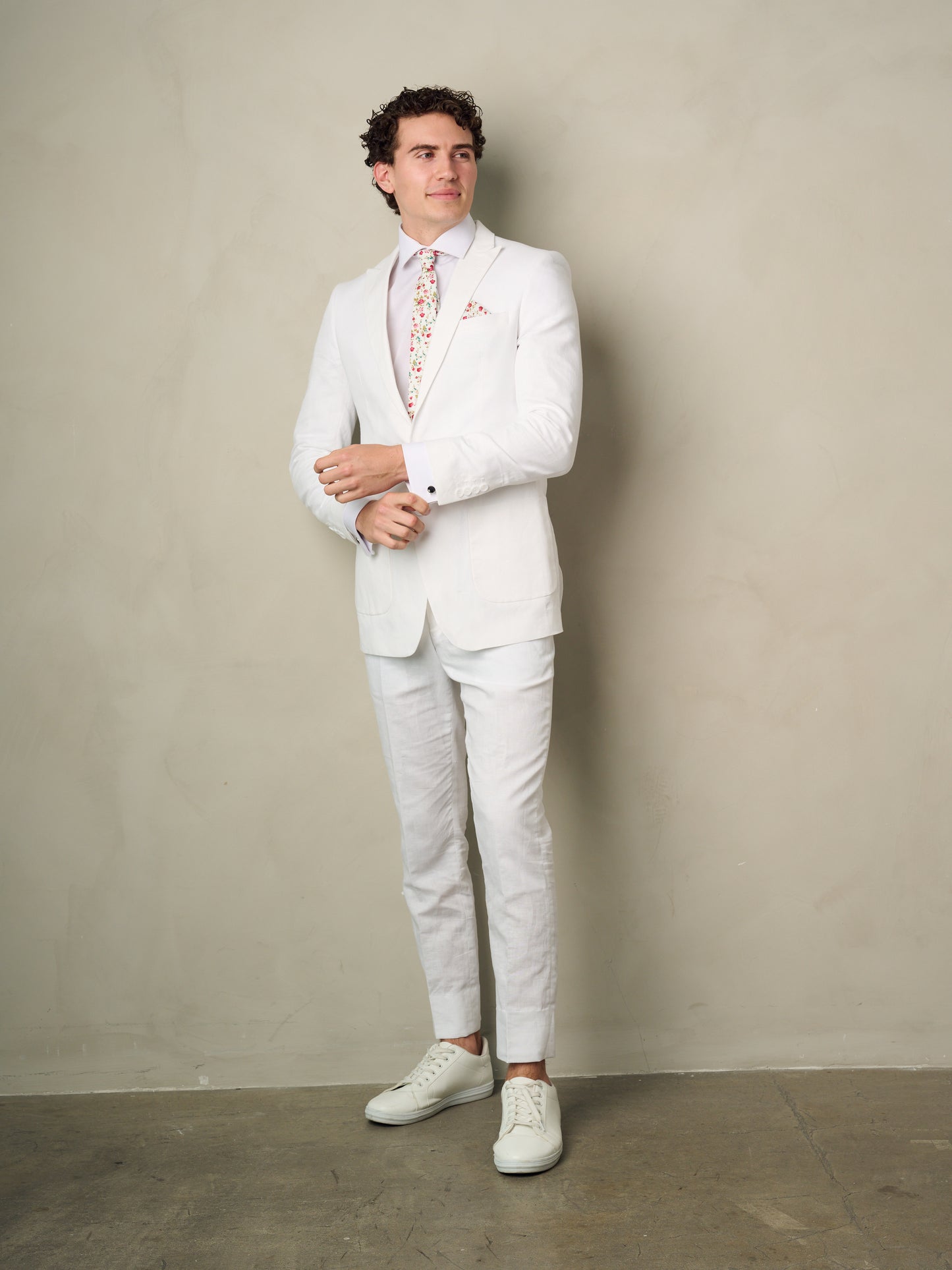 mens white linen suit