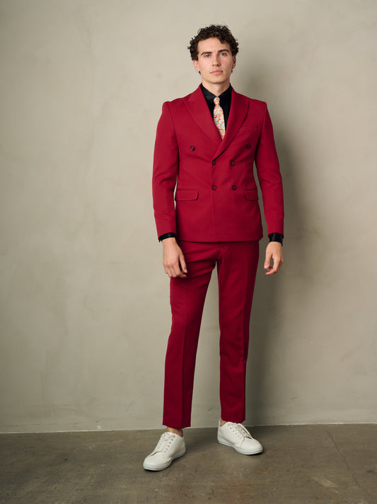 mens red double breasted suit 