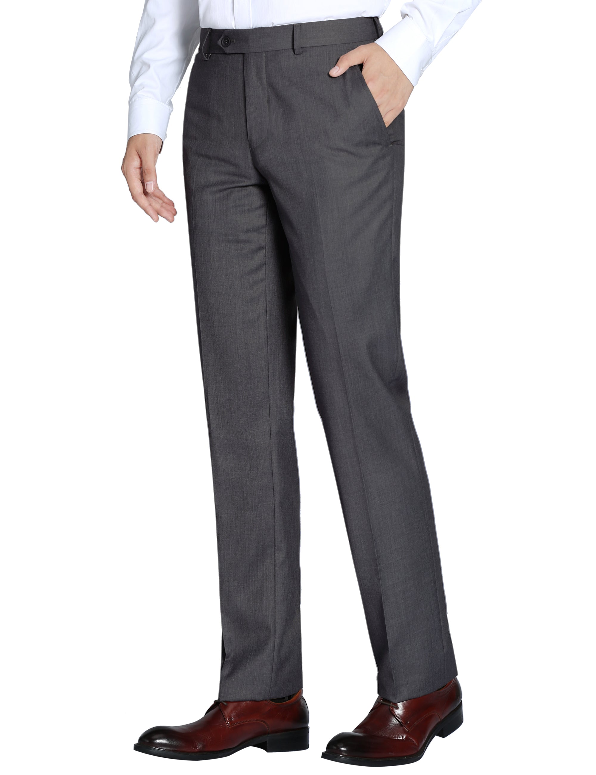 Plain Dress Trousers With Side Adjusters – Charcoal | DAVID WEJ | Wolf &  Badger