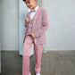 OMC 5-Pieces Boy's Slim Fit Blush Modern Sequin Tuxedo Set